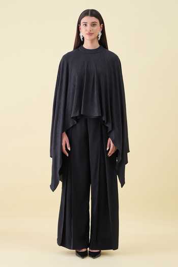 Aakaar Solid Moss Crepe Kaftan & Pant Set 