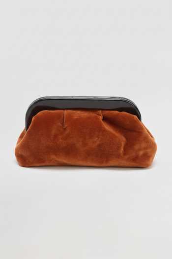 Perona Aura Structured Frame Velvet Clutch 