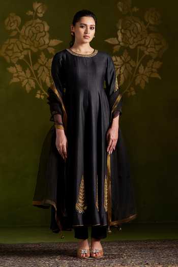 Almaari By Pooja Patel Rochana Handmade Tussar Anarkali Set 