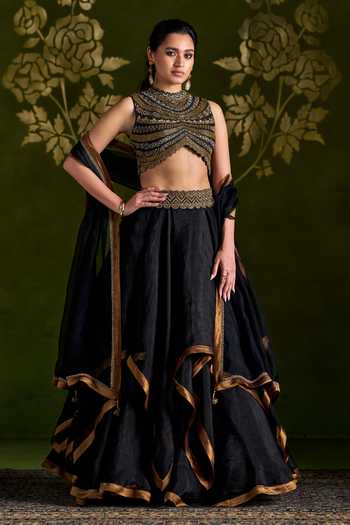 Almaari By Pooja Patel Rochika Embroidred Blouse Lehenga Set 
