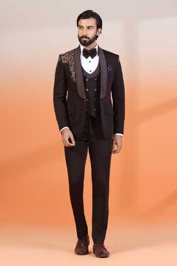 ZOOP MEN Hand Embroidered Jacquard Tuxedo Set 