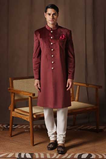ZOOP MEN Cotton Velvet Sherwani Jacket & Pant Set 