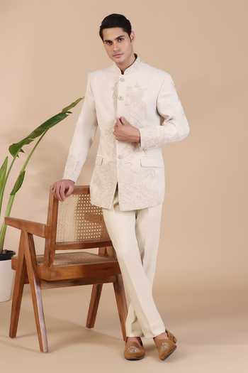 ZOOP MEN Thread Pearls Embroidered Bandhgala Set 
