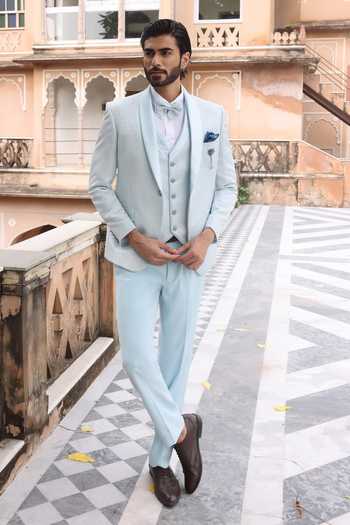 ZOOP MEN Shawl Lapel Weaved Jacquard Tuxedo Set 