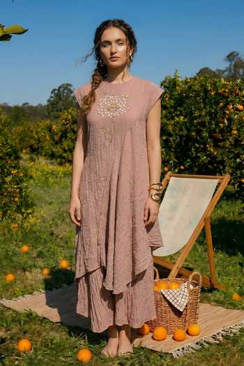 House Of Fett Embroidered Asymmetric Kurta & Palazzo Set 