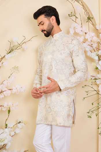 Kasbah Silk Floral Embroidered Short Kurta  