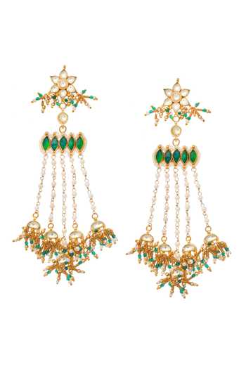 MAISARA JEWELRY Spiral Embellished Chandelier Earrings 