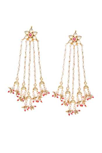 MAISARA JEWELRY Kundan Jadau Rani Flower Earrings 