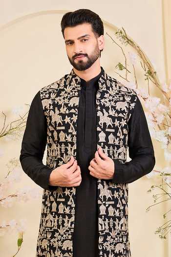 Kasbah Mughal Motif Embroidered Nehru Jacket 
