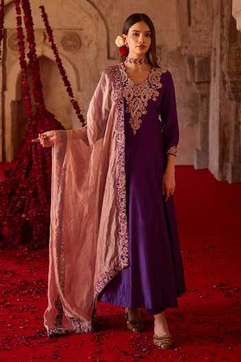 Charu And Vasundhara Tavisha Paisley Embroidered Anarkali & Pant Set 