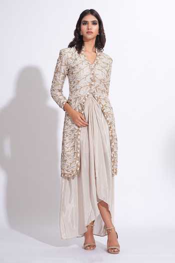 Shruti S Embroidered Jacket & Skirt Set 