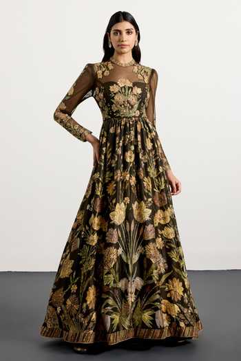 RI.Ritu Kumar Antique Floral Print Long Flared Dress 
