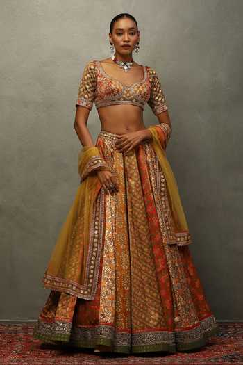 RI.Ritu Kumar Roshafi Printed Panelled Lehenga Set 