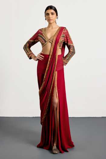 RI.Ritu Kumar Gulzar Garden Pre-Draped Saree With Blouse 