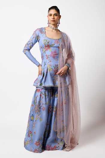 Aisha Rao Siranee Cornflower Blue Gharara Set 