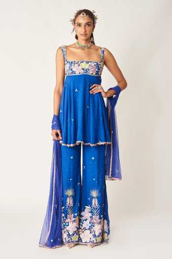 Aisha Rao Bleuciel Persian Blue Sharara Set 