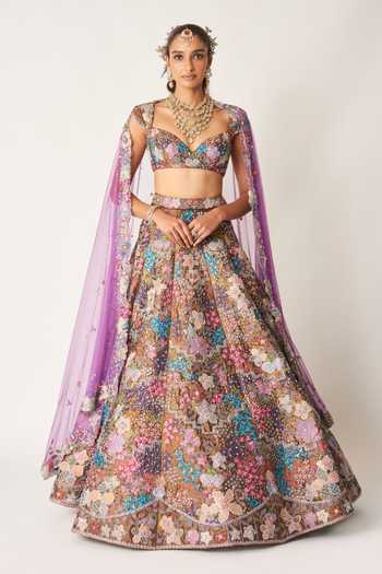 Aisha Rao Etoile Copper Metallic Tissue Lehenga Set 
