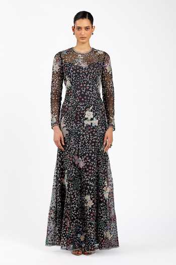 Aisha Rao Noirine Black Tulle Gown 