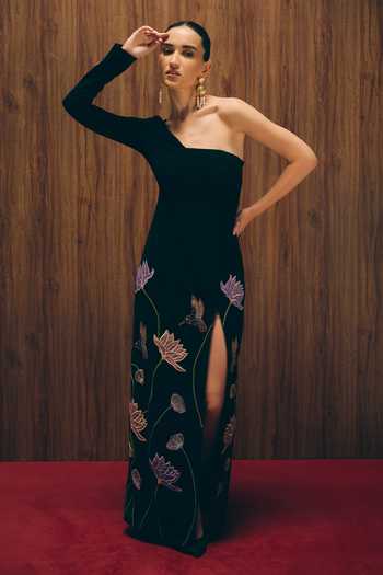 love, Kiki Starlight Embroidered One Shoulder Gown 