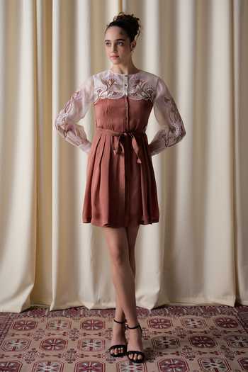 love, Kiki Rustwood Grape Embroidered Yoke Dress 