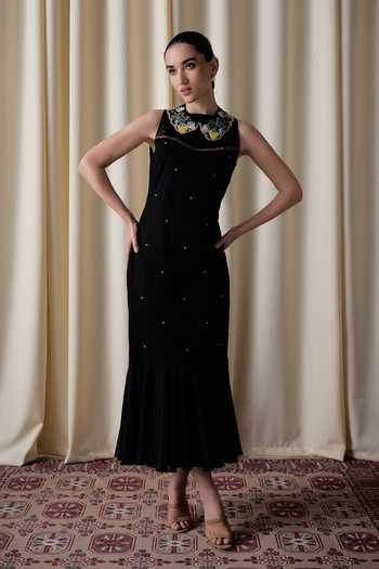 love, Kiki Starry Black Butta Embroidered Dress 