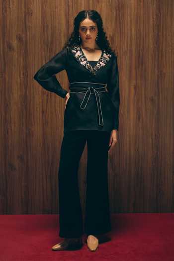 love, Kiki Midnight Bloom Embroidered Jacket & Pant Set 