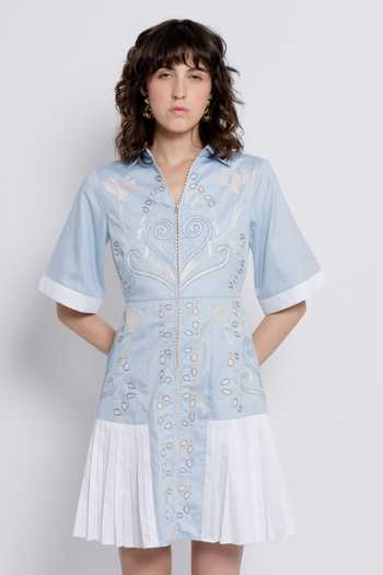 love, Kiki Nada Embroidered Short Shirt Dress 
