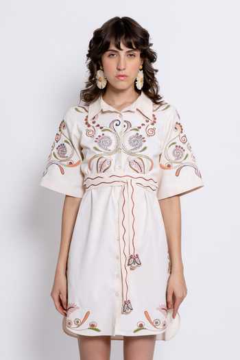love, Kiki Tarang Embroidered Shirt Dress 