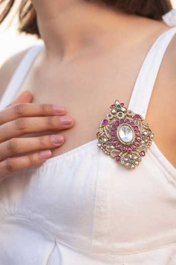 Do Taara Garnet Polki Brooch 