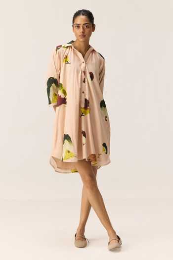 Kharakapas Blush Tide Print Dress 