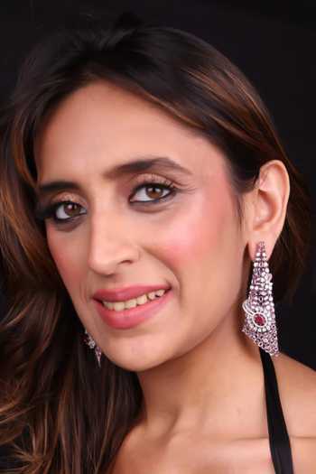 Moh-Maya By Disha Khatri Rose Quartz Zircon Dangler Earrings 