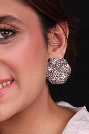 Moh-Maya By Disha Khatri Imperial Topaz Zircon Uneven Circle Stud Earrings 
