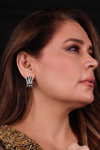 Moh-Maya By Disha Khatri Emerald Zircon Stud Earrings 