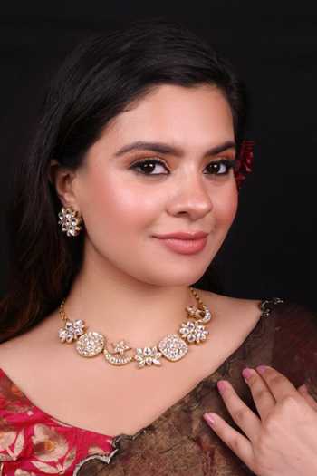 Moh-Maya By Disha Khatri Kundan Polki Moon Star Lotus Choker Set 