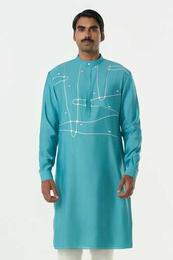 Line Out Line Chanderi Pixel Wrap Kurta 