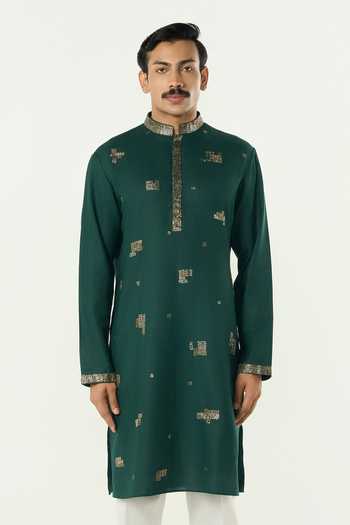 Line Out Line Alluro Pitta Work Embroidered Cotton Matka Kurta 