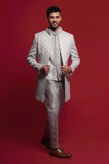 Sven Suits Thread Embroidered Sherwani Set 