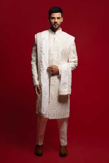 Sven Suits Silk Embroidered Sherwani Set 