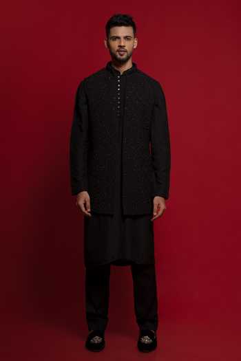 Sven Suits Thread Embroidered Bundi & Kurta Set 