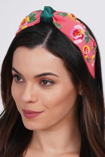 APT FOREVER Cascading Blossom Embroidered Cotton Headband 