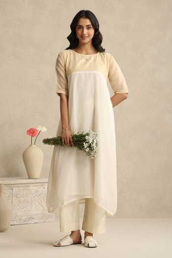 Weaver Story Handloom Mul Chanderi Kurta & Pant Set 