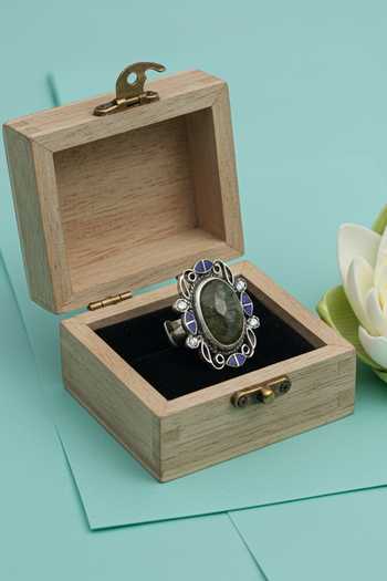 Sangeeta Boochra Oval Labradorite Stone Embellished Ring 