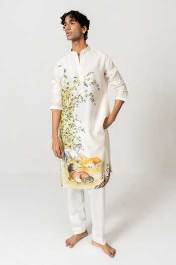 Wabi Sabi By Anshum-Ritesh The Bamboo Steeds Hand Paint Kurta Set 