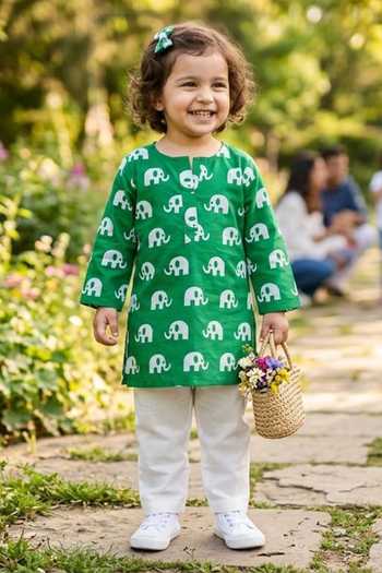 Pankhuri By Priyanka Elephant Print Kurta Set 