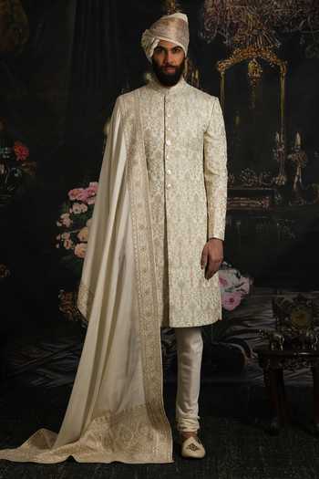 Punit Arora Opal Elegance Thread Hand Embroidered Sherwani Set 