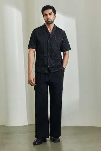 Madhav Agasti Cutwork Denim Shirt & Trouser Set 