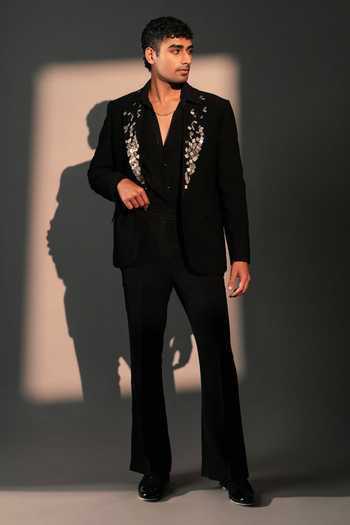 ROHIT DOSHI Blazed Authority Embroidered Suit Pant Set 