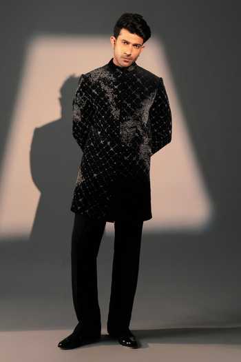 ROHIT DOSHI Disorder Embroidered Sherwani & Pant Set 