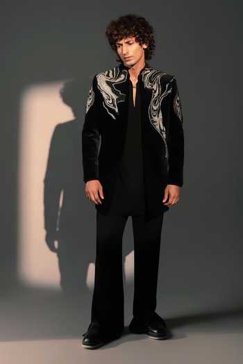 ROHIT DOSHI Liquid Burn Embroidered Jacket & Kurta Set 