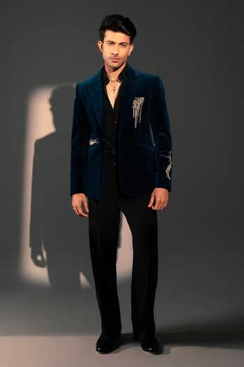 ROHIT DOSHI Metal Melt Embroidered Suit & Pant Set 